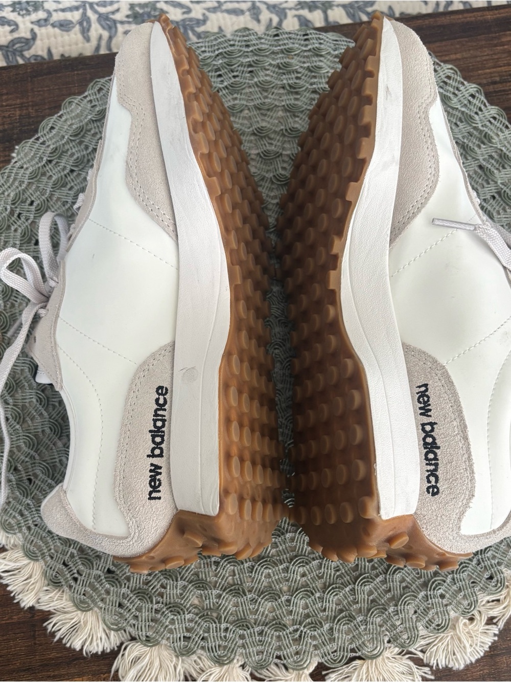 New Balance White & Beige 327 Sneakers - Picture 5 of 8
